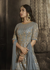 Endless Looking Gown in Blue-Grey Colour